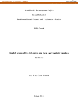 English Idioms of Scottish Origin and Their Equivalents in Croatian