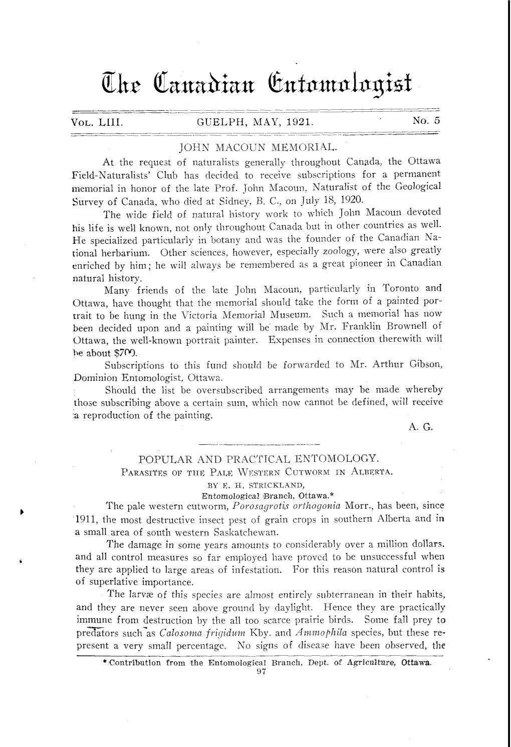 VOL. LIII. GUELPH, MAY, 1921. No. 5 A. G. POPULAR and PRAC