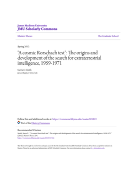 The Origins and Development of the Search for Extraterrestrial Intelligence, 1959-1971 Sierra E