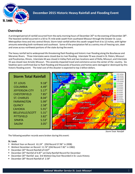 December 2015 Historic Heavy Rainfall and Flooding Event