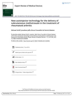 New Autoinjector Technology for the Delivery of Subcutaneous Methotrexate in the Treatment of Rheumatoid Arthritis