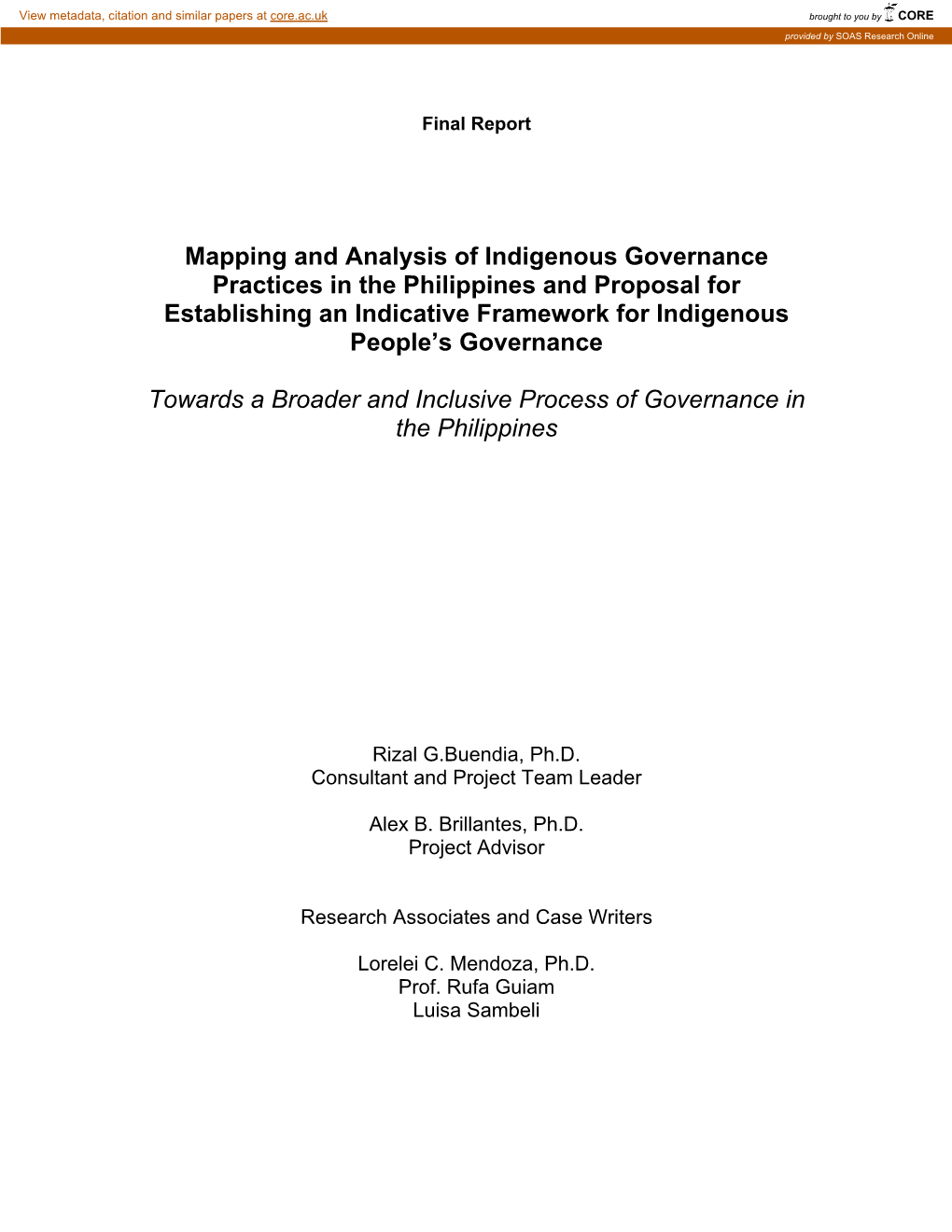 Mapping And Analysis Of Indigenous Governance Practices In The ...