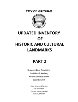 Historic and Cultural Landmarks List: Part 2
