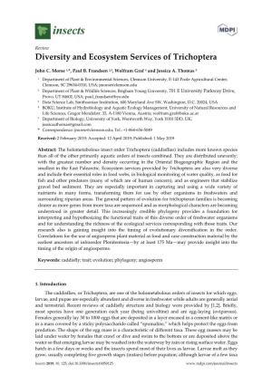 Diversity and Ecosystem Services of Trichoptera
