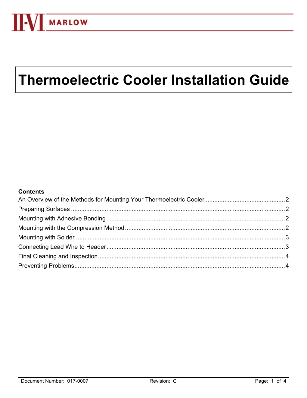 Thermoelectric Cooler Installation Guide