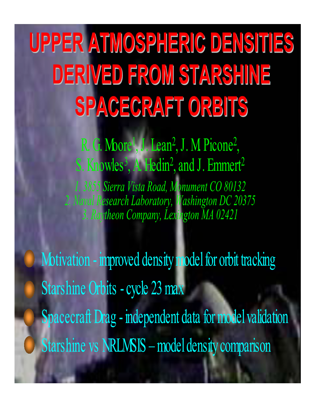 Upper Atmospheric Densities Derived from Starshine