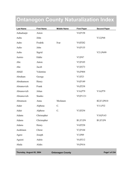 Ontanogon County Naturalization Index