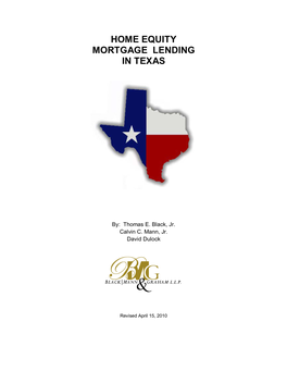 Home Equity Mortgage Lending in Texas