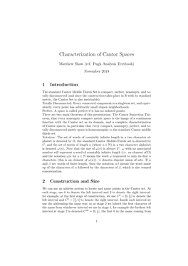 Characterization of Cantor Spaces