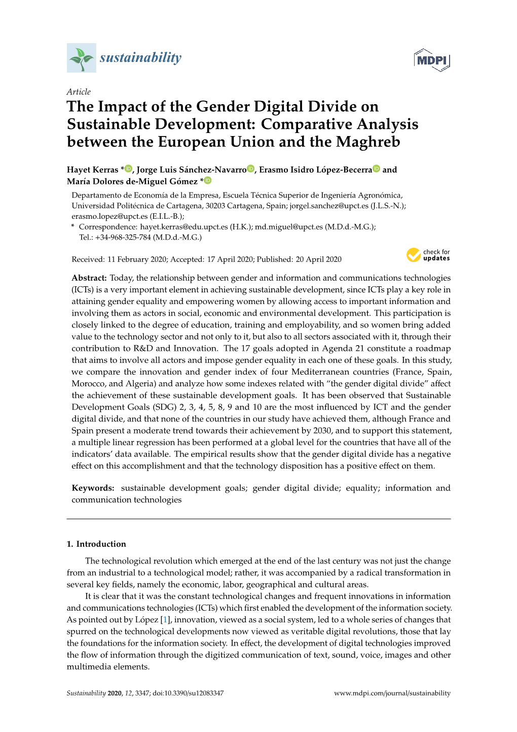 The Impact of the Gender Digital Divide on Sustainable Development: Comparative Analysis Between the European Union and the Maghreb