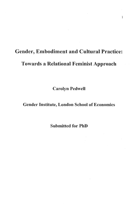 Gender, Embodiment and Cultural Practice: Towards a Relational
