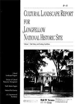 CULTURAL LANDSCAPE Report for LLONGFELLOW NATIONAL HISTORIC SITE