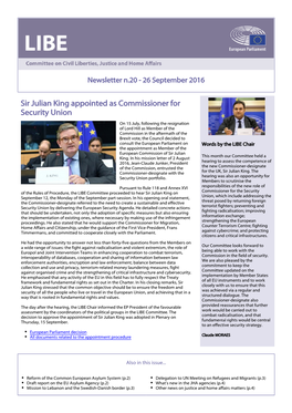 LIBE Newsletter September 2016