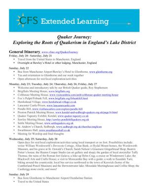 Quaker Journey: Exploring the Roots of Quakerism in England's Lake