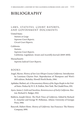 Bibliography: a History of the California Supreme Court, 1850–1879 535