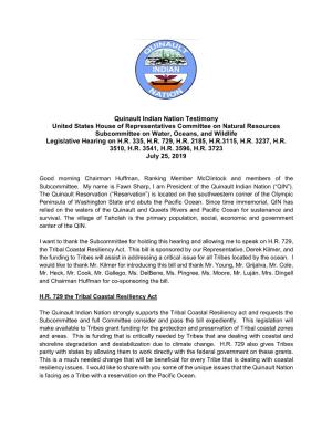 Quinault Indian Nation Testimony United States House Of
