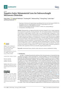 Negative Index Metamaterial Lens for Subwavelength Microwave Detection