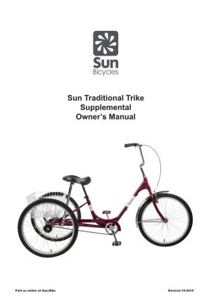 Sun Bicycles Trike Supplemental Owner's Manual