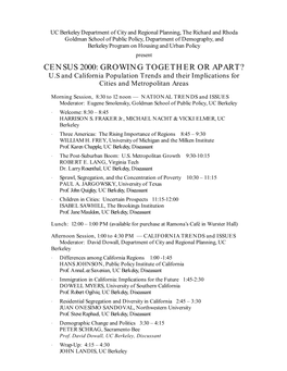 CENSUS 2000: GROWING TOGETHER OR APART? U.S and California Population Trends and Their Implications for Cities and Metropolitan Areas