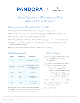 Music Discovery Is Effortless and Free with Pandora and Lincoln