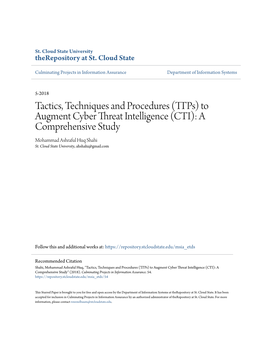 To Augment Cyber Threat Intelligence (CTI): a Comprehensive Study Mohammad Ashraful Huq Shahi St