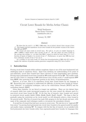 Circuit Lower Bounds for Merlin-Arthur Classes