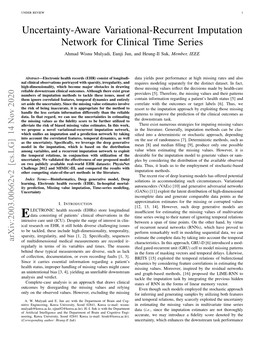 Uncertainty-Aware Variational-Recurrent Imputation Network for Clinical Time Series Ahmad Wisnu Mulyadi, Eunji Jun, and Heung-Il Suk, Member, IEEE