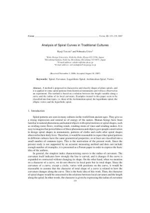 Analysis of Spiral Curves in Traditional Cultures