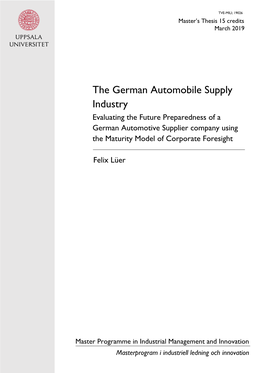 The German Automobile Supply Industry