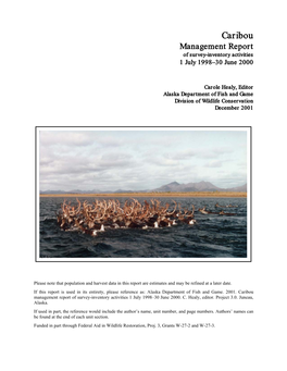 Caribou Management Report of Survey-Inventory Activities 1 July 1998–30 June 2000