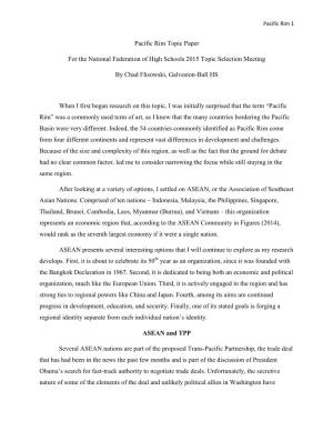 Pacific Rim Topic Paper for the National Federation of High