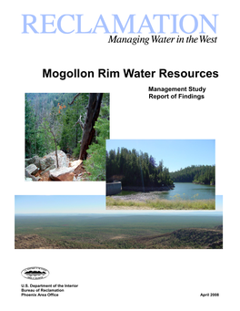 Mogollon Rim Water Resources Management Study Report of Findings Table of Contents