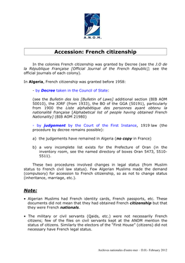 Accession: French Citizenship