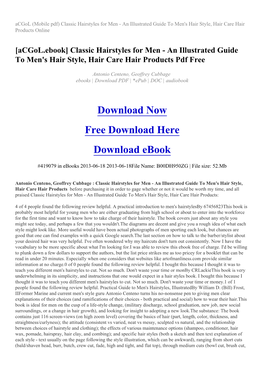 Classic Hairstyles for Men - an Illustrated Guide to Men's Hair Style, Hair Care Hair Products Online