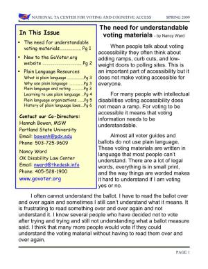 The Need for Understandable Voting Materials………………