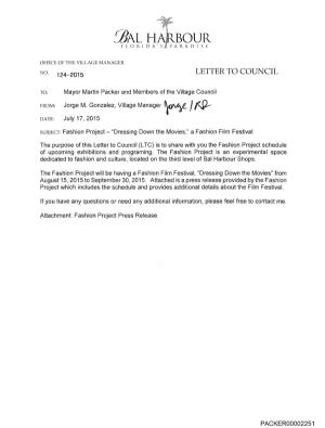 Letter to Council