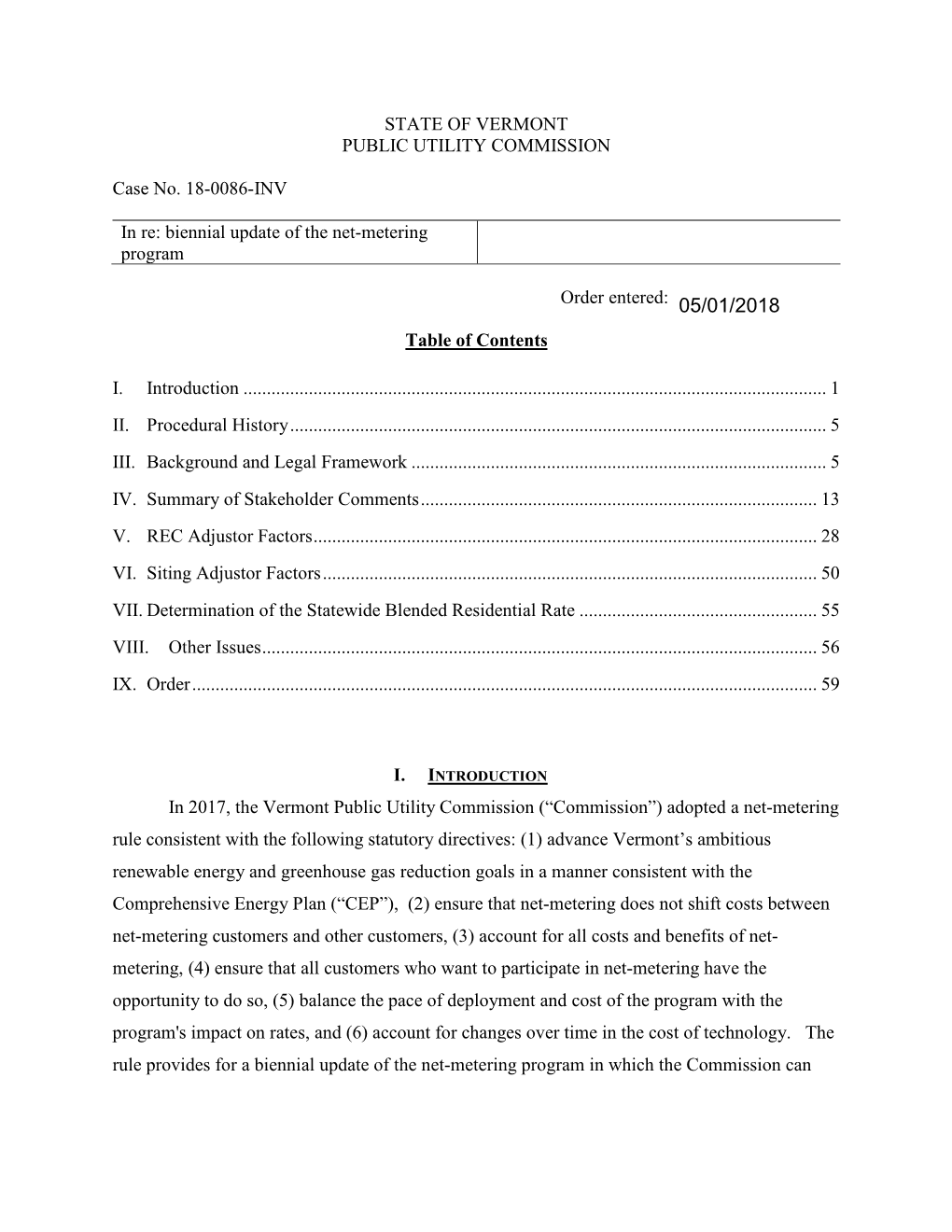 Biennial Update of the Net-Metering Program Order Entered