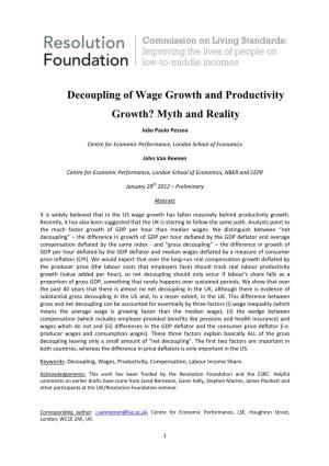 Decoupling of Wage Growth and Productivity Growth? Myth and Reality