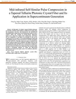 Mid-Infrared Self-Similar Pulse Compression in a Tapered Tellurite Photonic Crystal Fiber and Its Application in Supercontinuum Generation