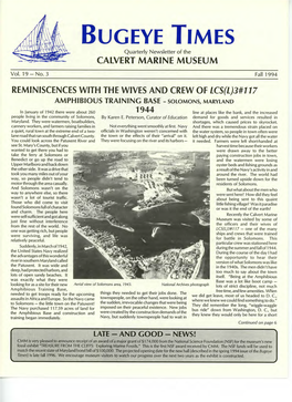 BUGEYE TIMES Quarterly Newsletter of the CALVERT MARINE MUSEUM