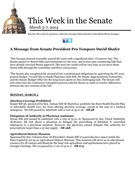 This Week in the Senate March 3-7, 2014