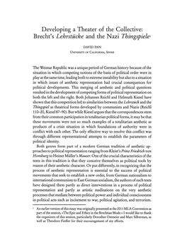 "Lehrstücke" and the Nazi