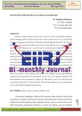 EIIRJ) ISSN 2277- 8721 Bi-Monthly Reviewed Journal Mar/April 2013