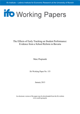 The Effects of Early Tracking on Student Performance: Evidence from a School Reform in Bavaria