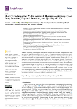 Short-Term Impact of Video-Assisted Thoracoscopic Surgery on Lung Function, Physical Function, and Quality of Life