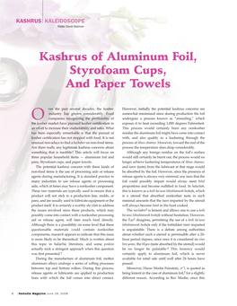 Kashrus of Aluminum Foil, Styrofoam Cups, and Paper Towels