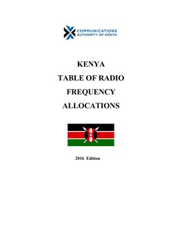 Kenya Table of Radio Frequency Allocations