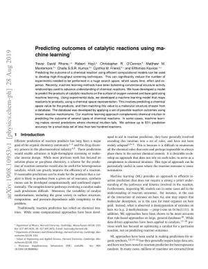 Predicting Outcomes of Catalytic Reactions Using Machine Learning