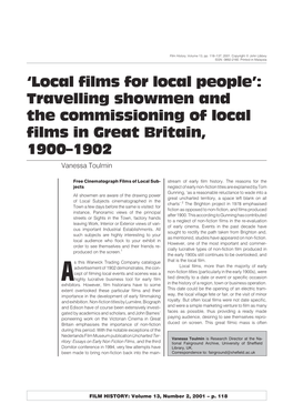 Travelling Showmen and the Commissioning of Local Films in Great Britain, 1900–1902