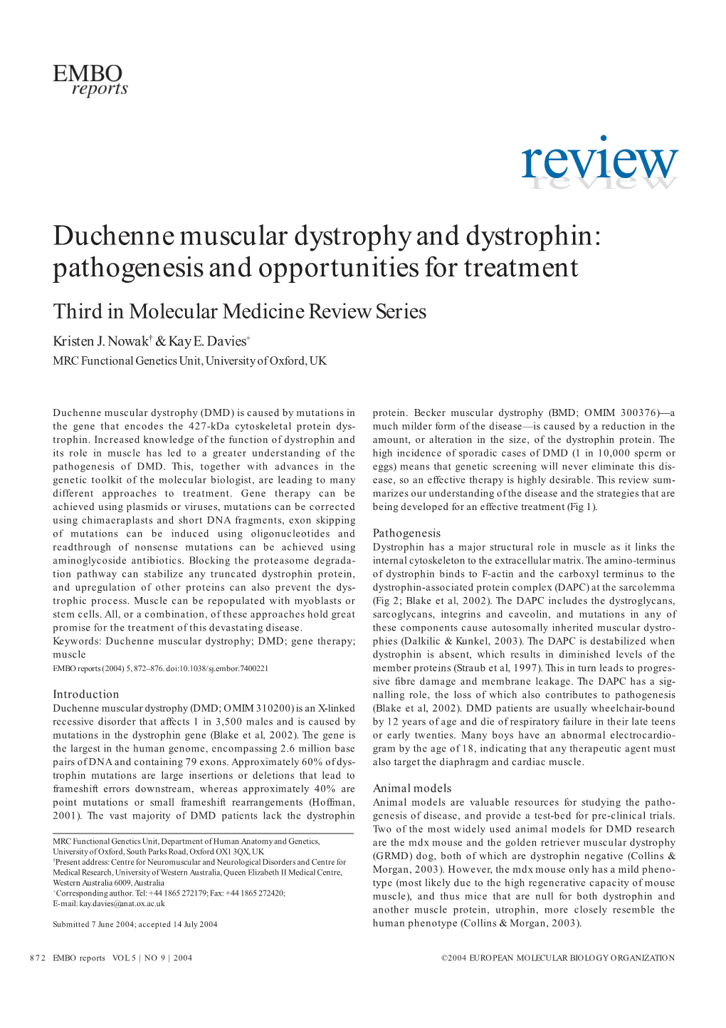 Reviewreview Duchenne Muscular Dystrophy And Dystrophin Pathogenesis And Opportunities For 3173